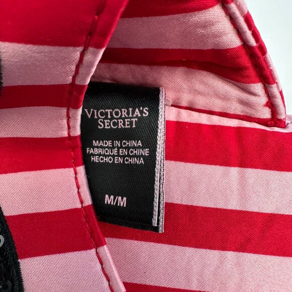 Victoria's Secret Women's Signature Satin Sequin Bow Slippers, Size M, Red/Pink - Picture 10 of 11